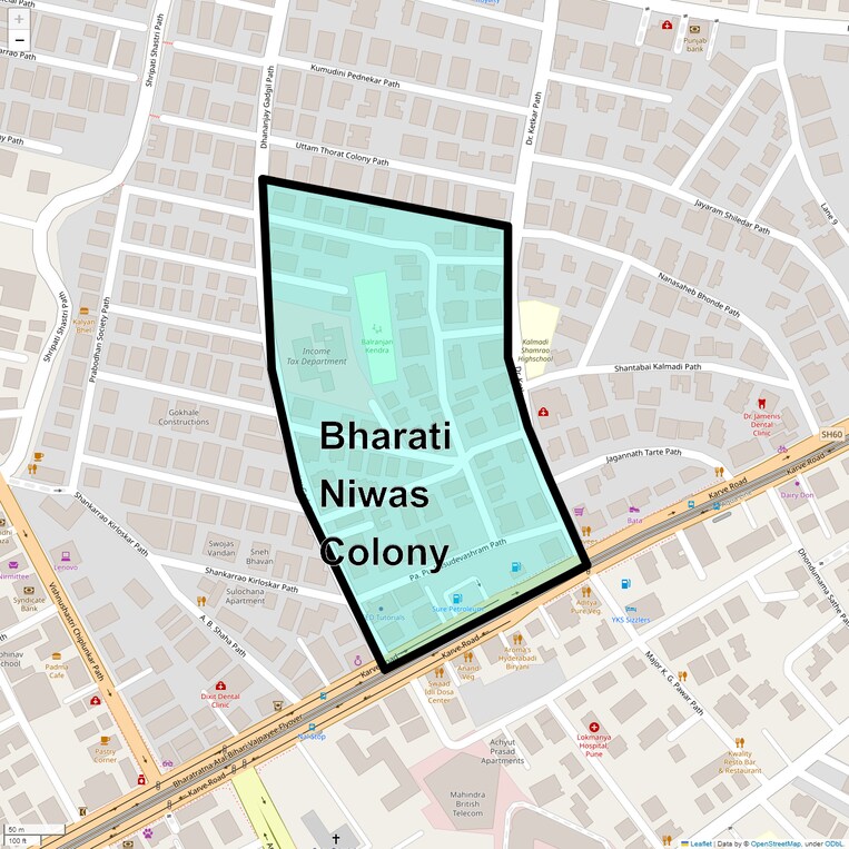 Location Map of Bharati Niwas Colony