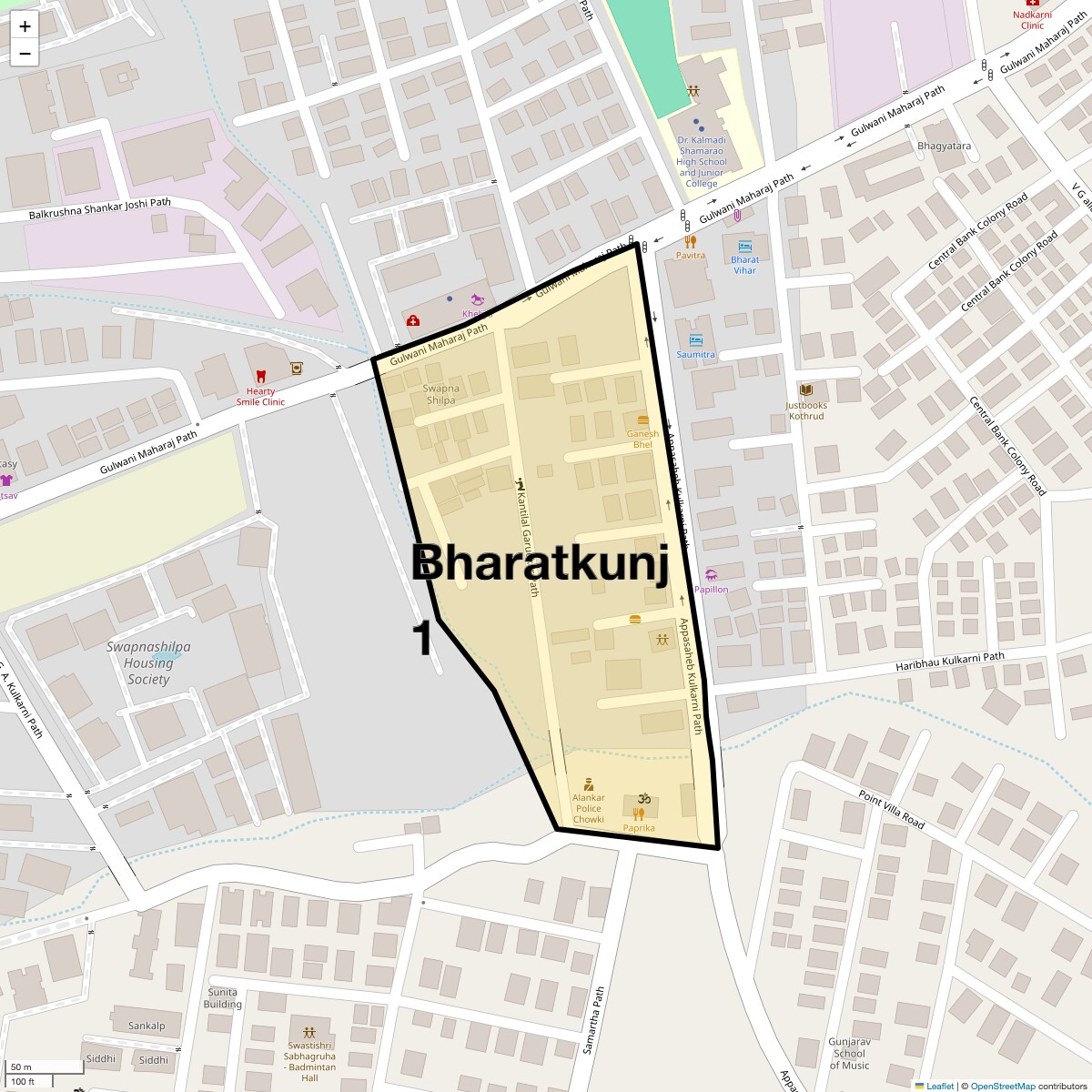 Location Map of Bharatkunj 1, Pune