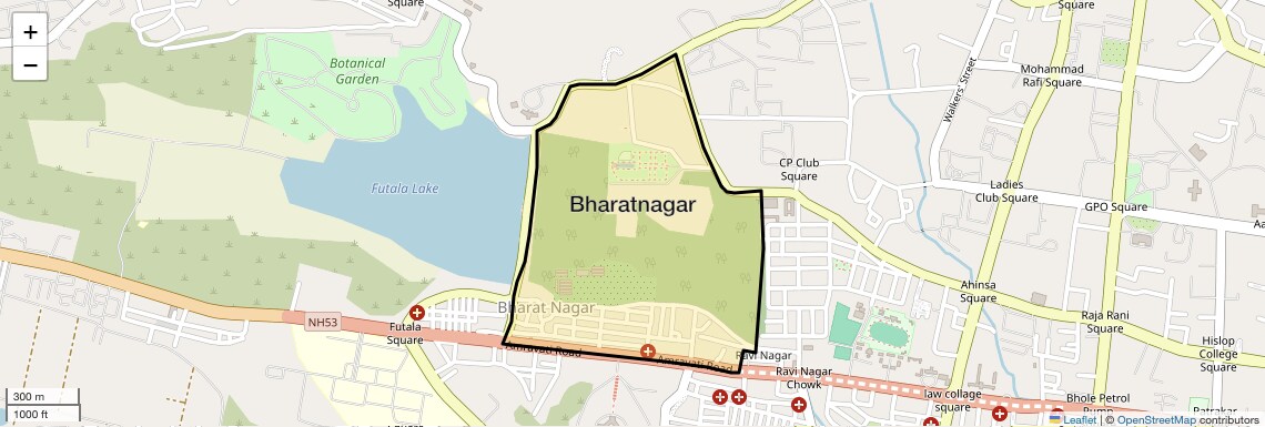 Location Map of Bharatnagar, Nagpur