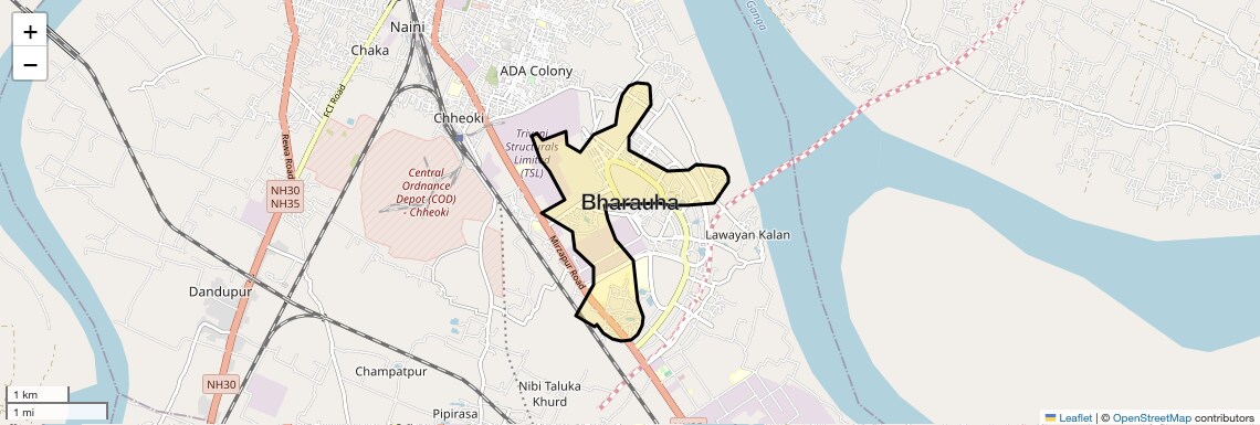 Location Map of Bharauha, Allahabad