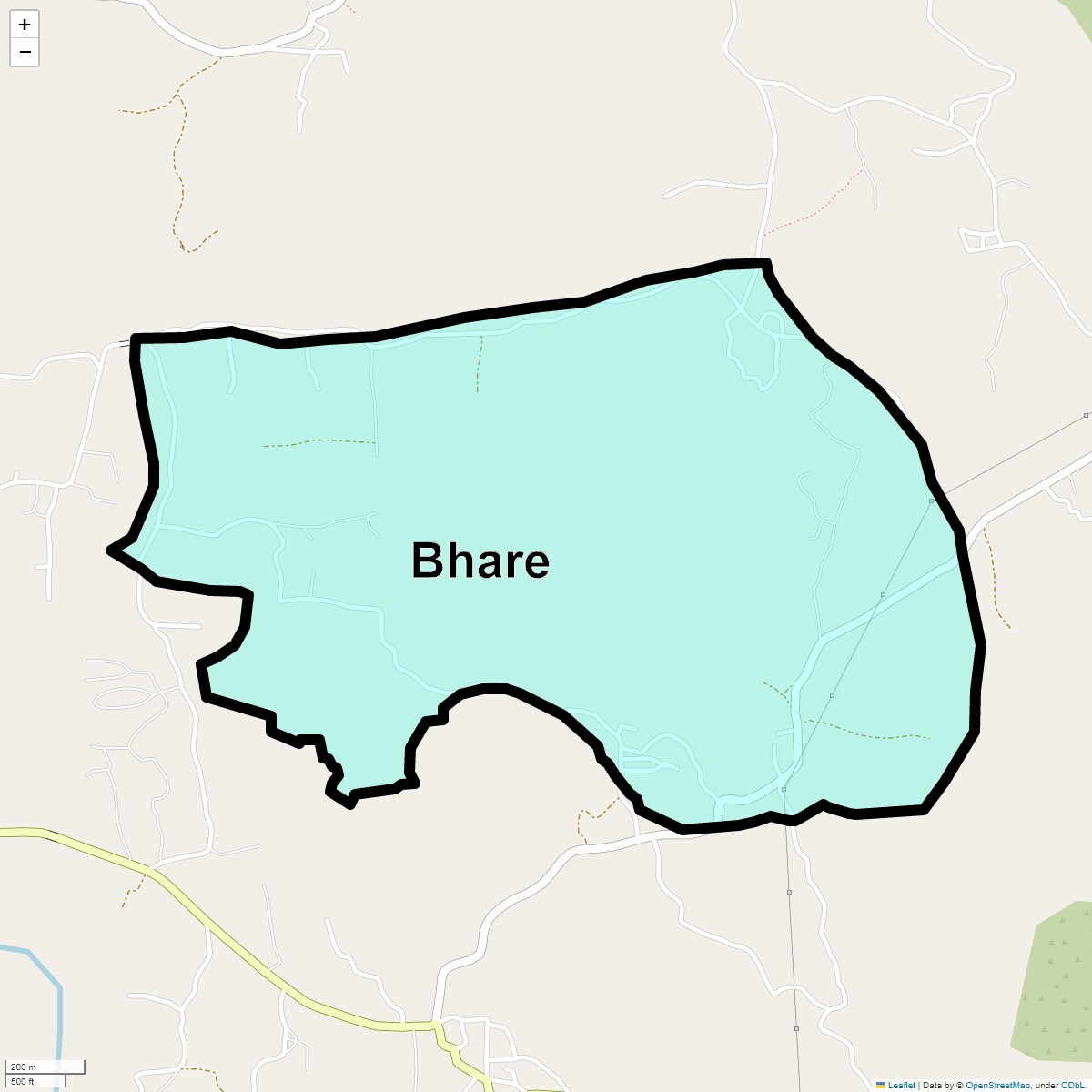 Location Map of Bhare, Thane