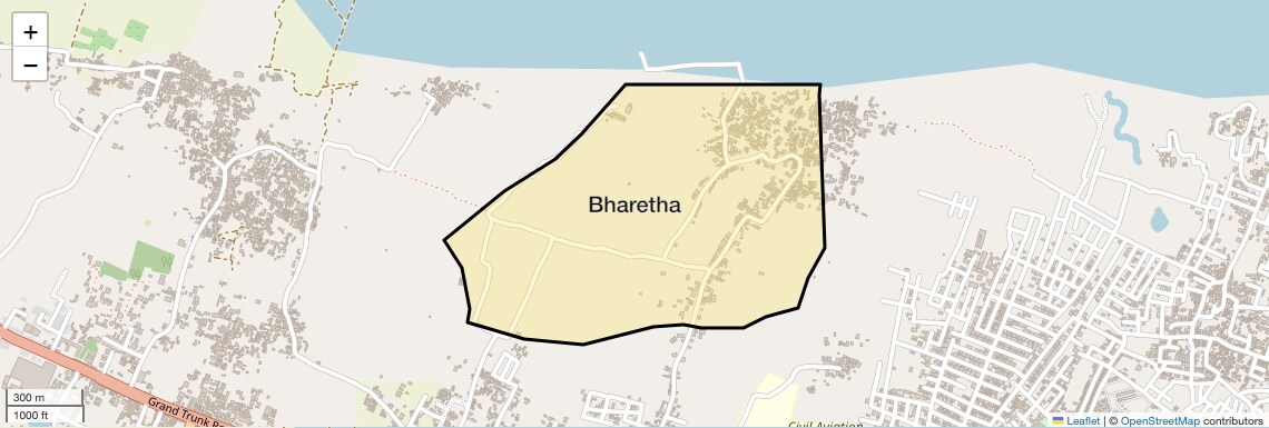 Location Map of Bharetha, Allahabad