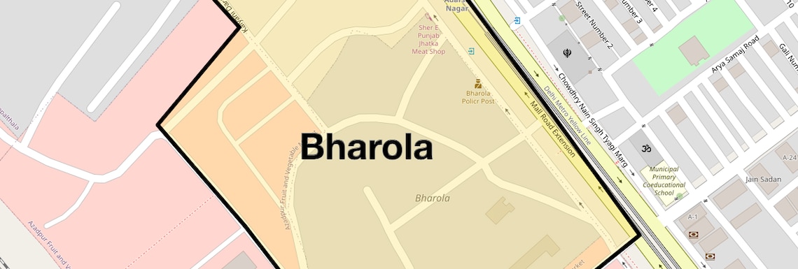 Location Map of Bharola, Delhi