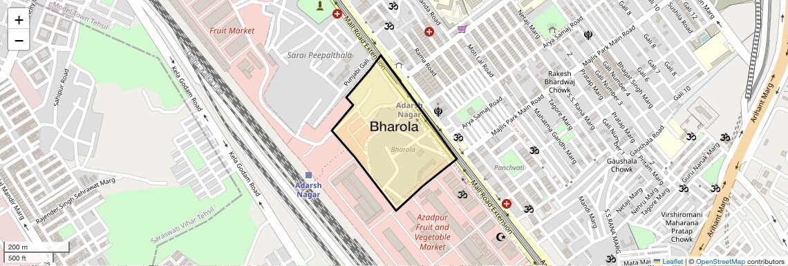 Location Map of Bharola, Delhi