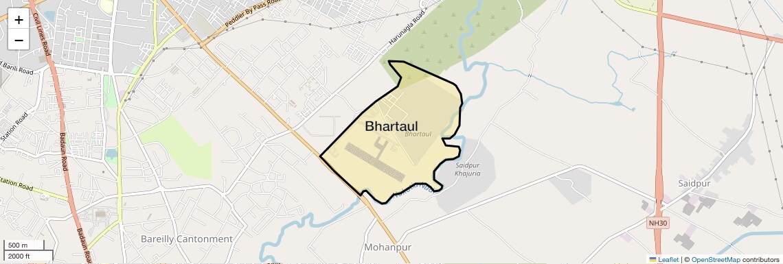 Location Map of Bhartaul, Bareilly