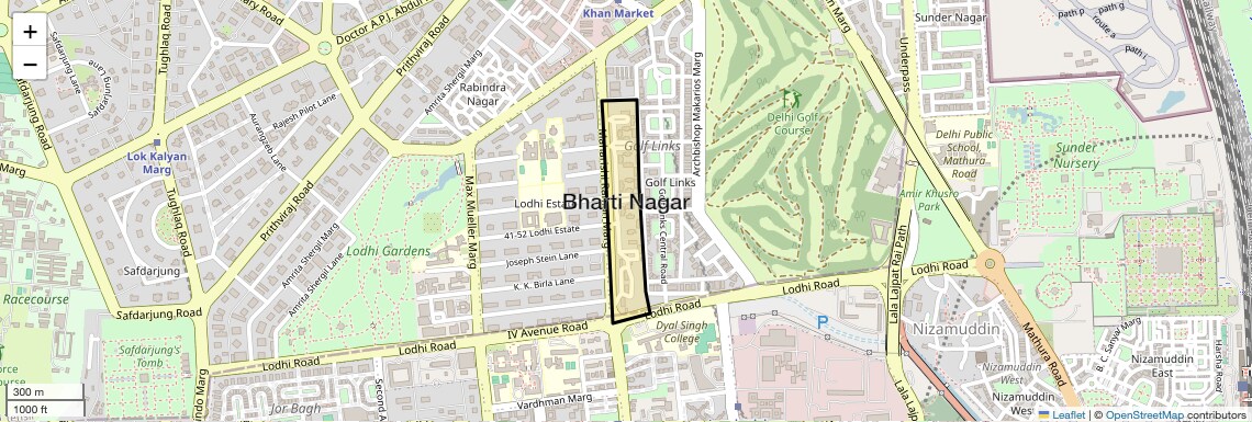 Location Map of Bharti Nagar, Delhi