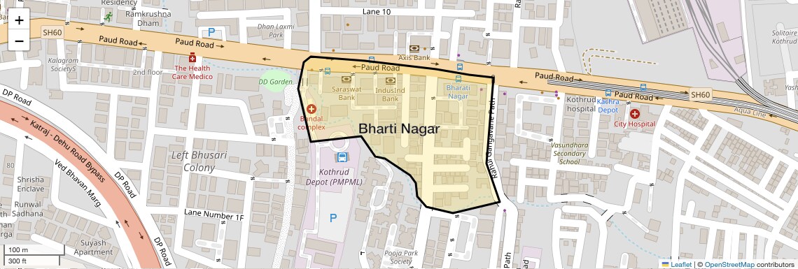 Location Map of Bharti Nagar, Pune
