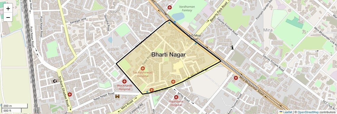 Location Map of Bharti Nagar, Thane