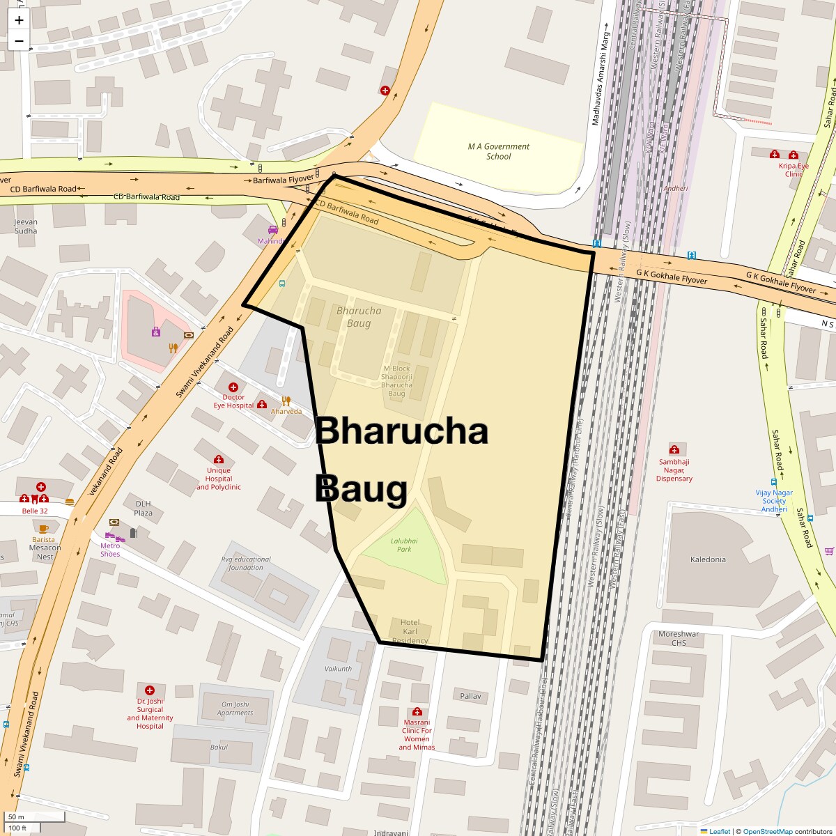 Location Map of Bharucha Baug, Mumbai