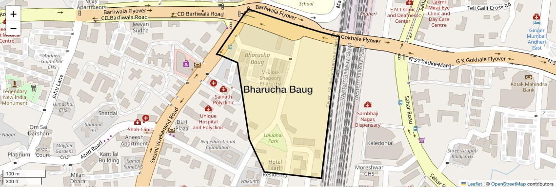 Location Map of Bharucha Baug, Mumbai