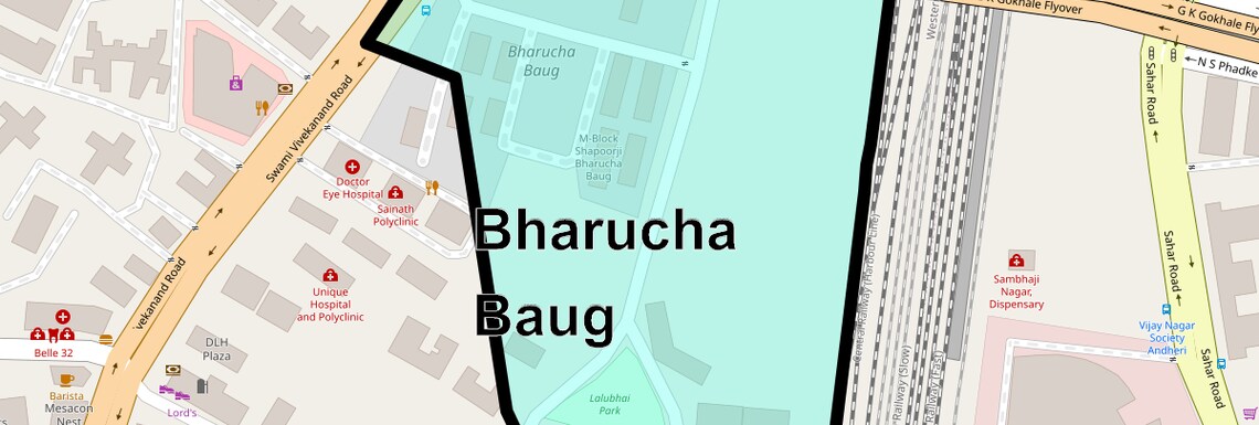 Location Map of Bharucha Baug, Mumbai