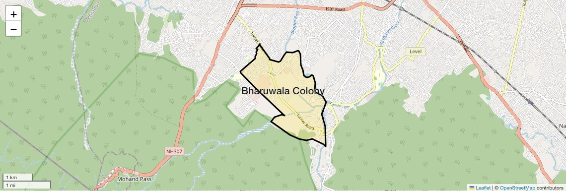 Location Map of Bharuwala Colony, Dehradun