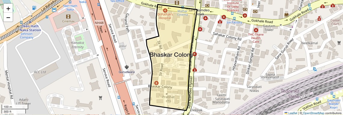 Location Map of Bhaskar Colony, Thane