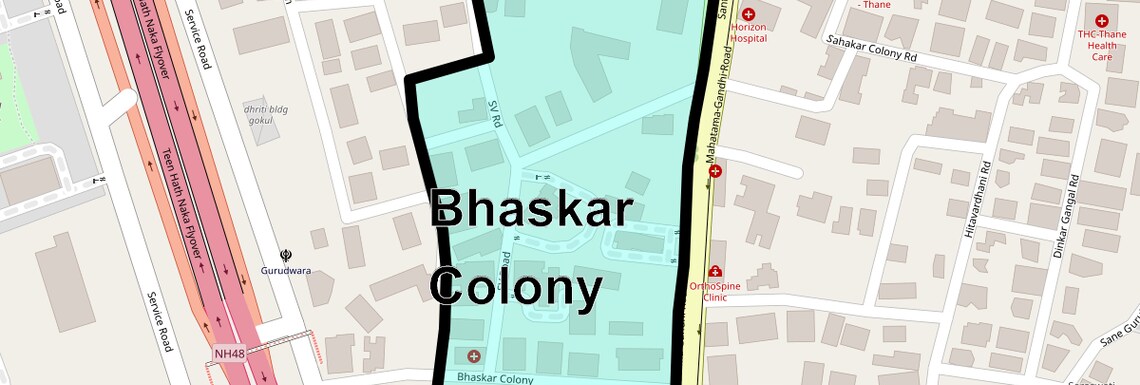 Location Map of Bhaskar Colony, Thane
