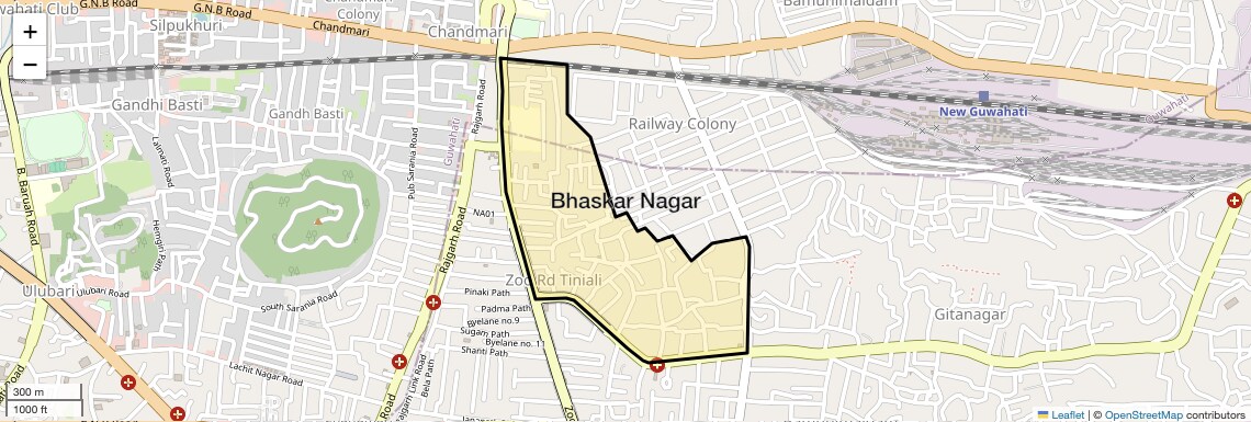 Location Map of Bhaskar Nagar, Guwahati