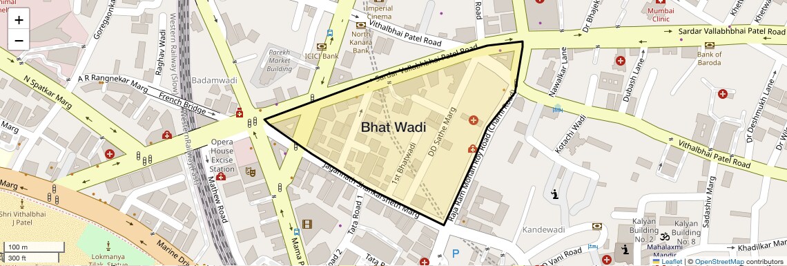 Location Map of Bhat Wadi, Mumbai