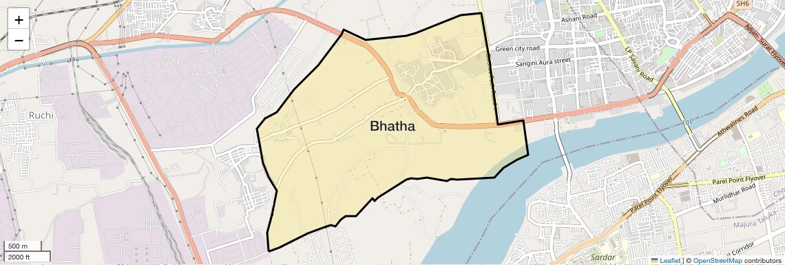 Location Map of Bhatha, Surat