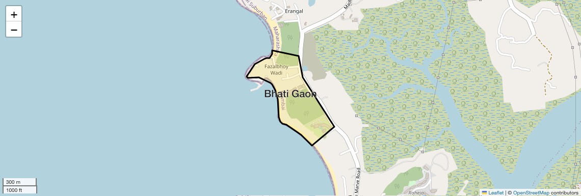 Location Map of Bhati Gaon, Mumbai