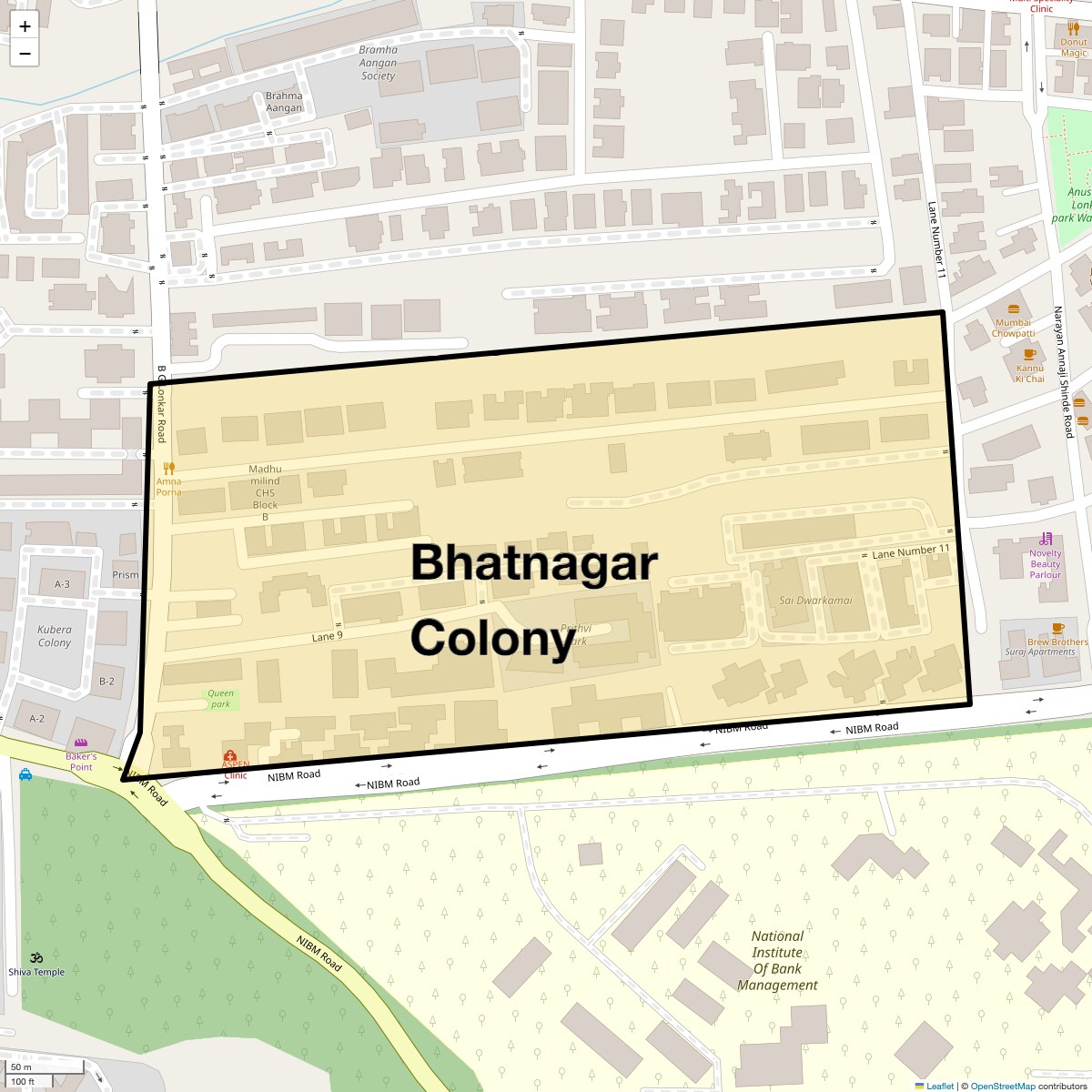 Location Map of Bhatnagar Colony, Pune