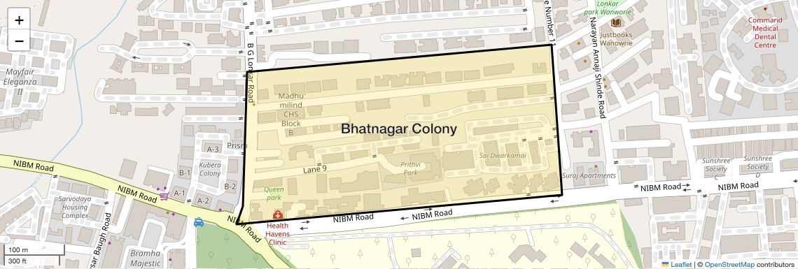 Location Map of Bhatnagar Colony, Pune