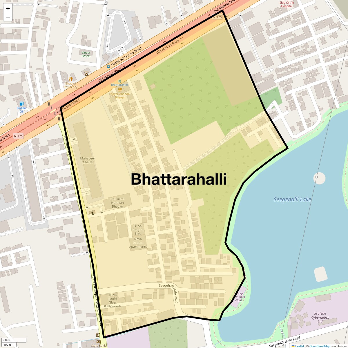 Location Map of Bhattarahalli, Bangalore