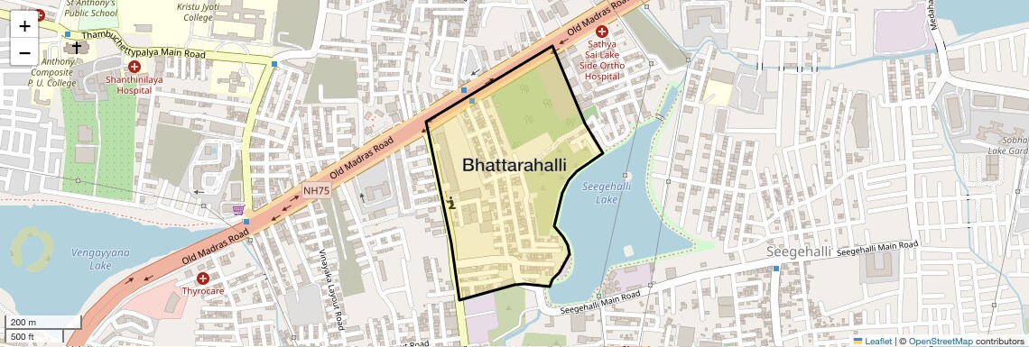 Location Map of Bhattarahalli, Bangalore