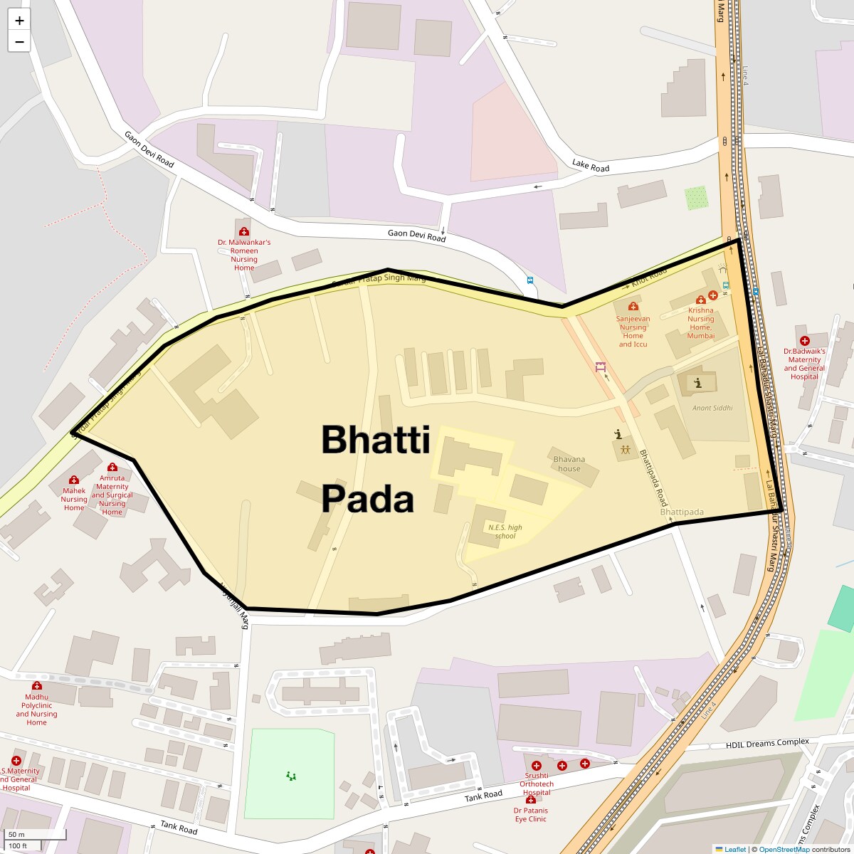 Location Map of Bhatti Pada, Mumbai