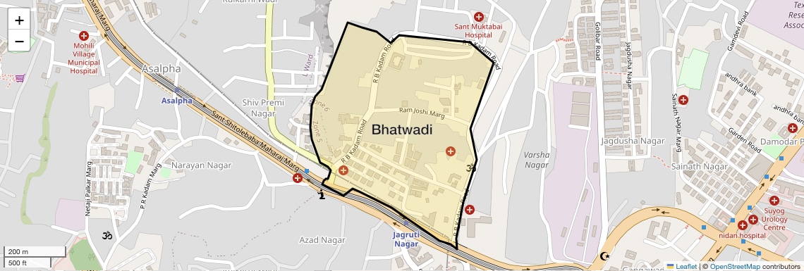 Location Map of Bhatwadi, Mumbai