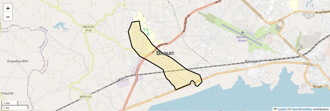 Location Map of Bhauri, Bhopal