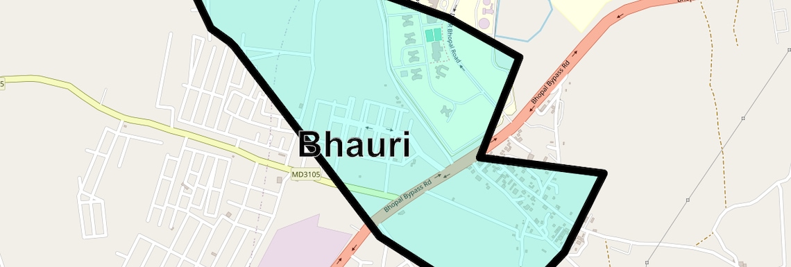 Location Map of Bhauri, Bhopal