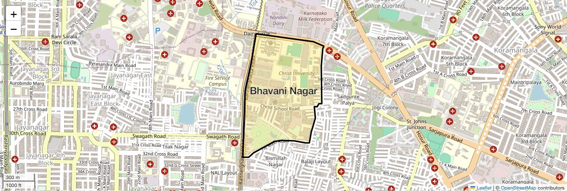 Location Map of Bhavani Nagar, Bangalore