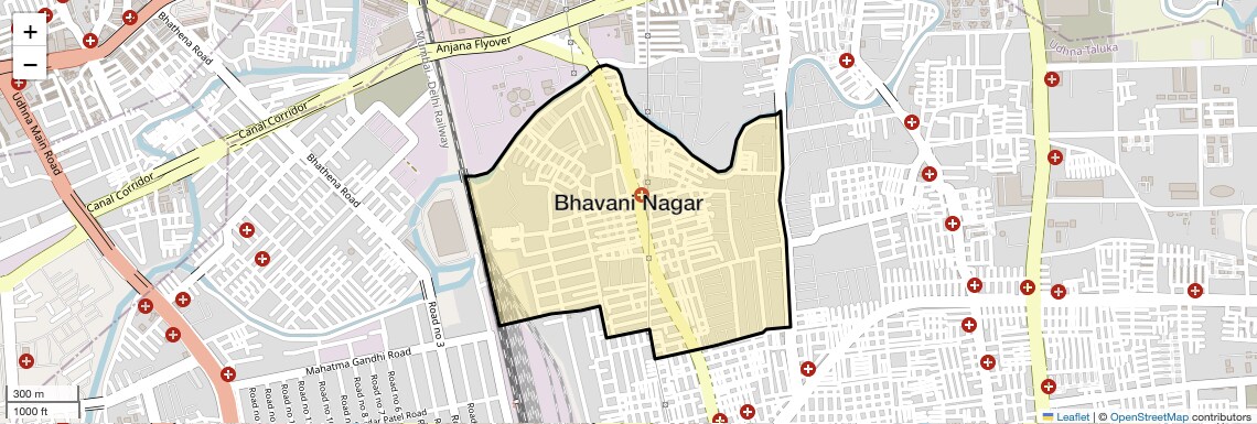 Location Map of Bhavani Nagar, Surat