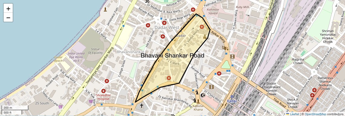 Location Map of Bhavani Shankar Road, Mumbai