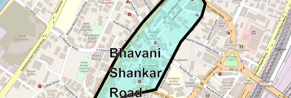 Location Map of Bhavani Shankar Road, Mumbai
