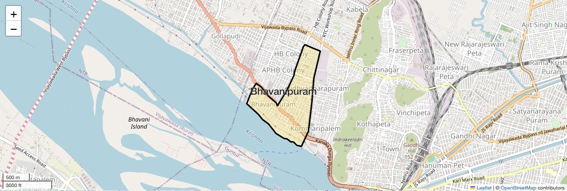 Location Map of Bhavanipuram, Vijayawada