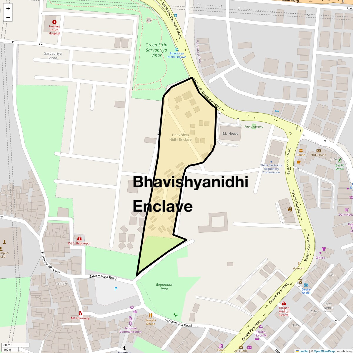 Location Map of Bhavishyanidhi Enclave, Delhi
