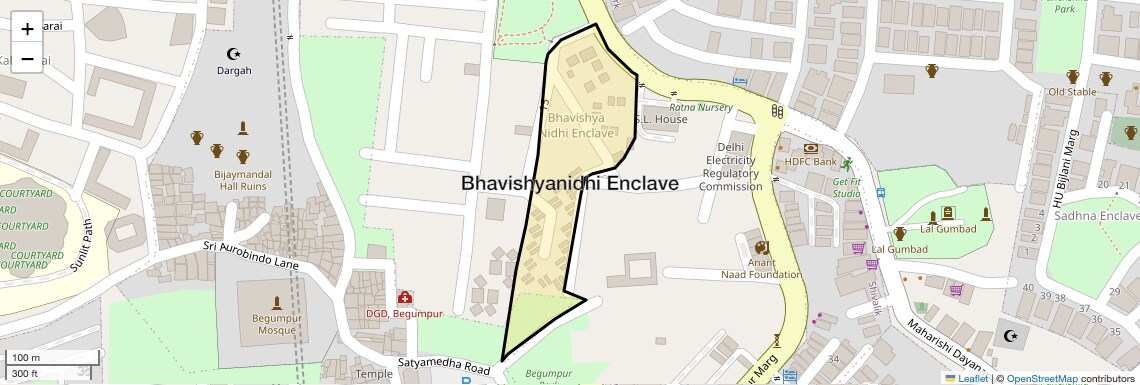 Location Map of Bhavishyanidhi Enclave, Delhi
