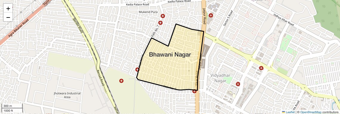 Location Map of Bhawani Nagar, Jaipur