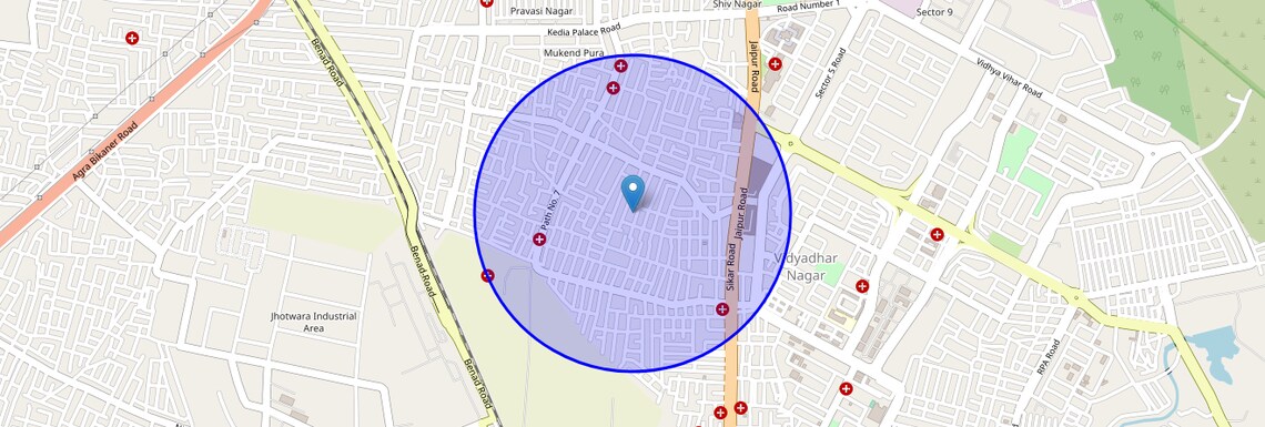 Location Map of Bhawani Nagar, Jaipur