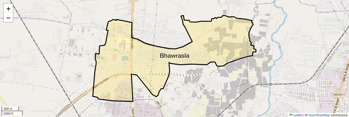 Location Map of Bhawrasla, Indore
