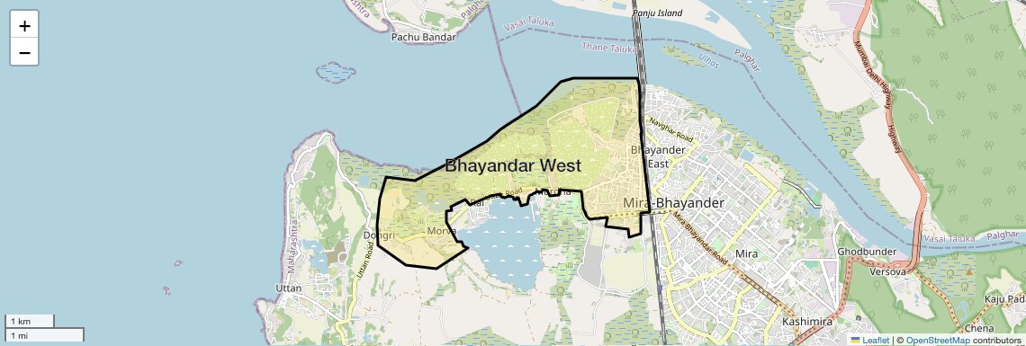 Location Map of Bhayandar West, Thane