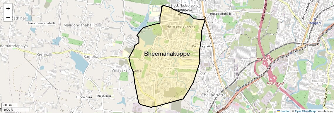 Location Map of Bheemanakuppe, Bangalore