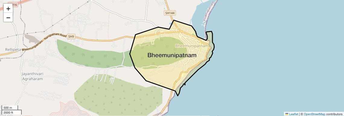Location Map of Bheemunipatnam, Vizag