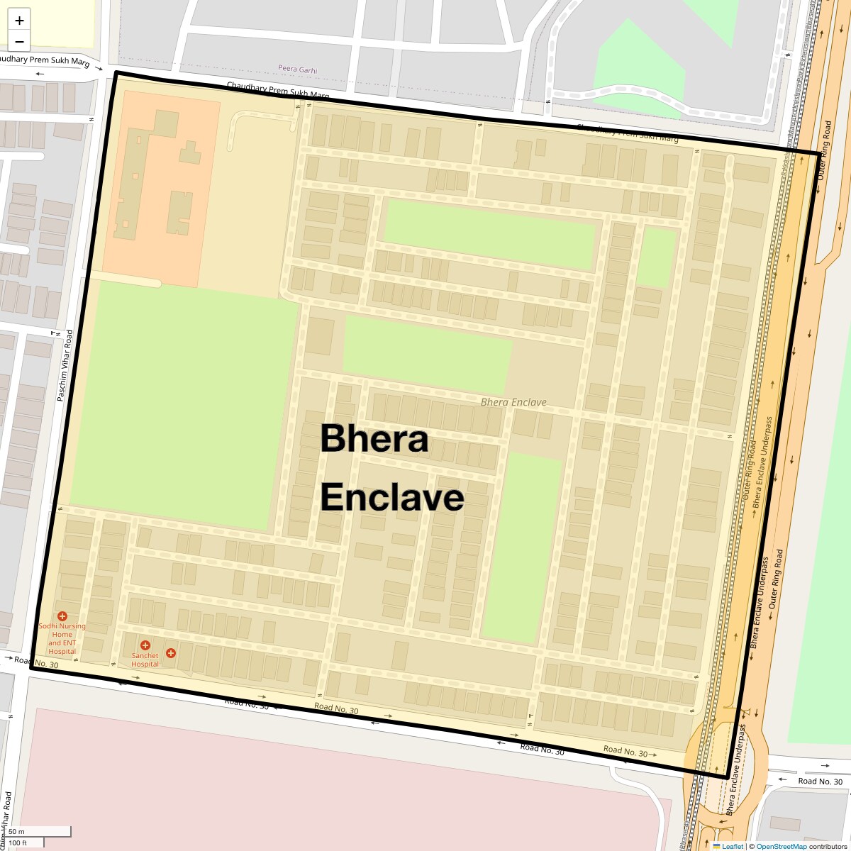 Location Map of Bhera Enclave, Delhi