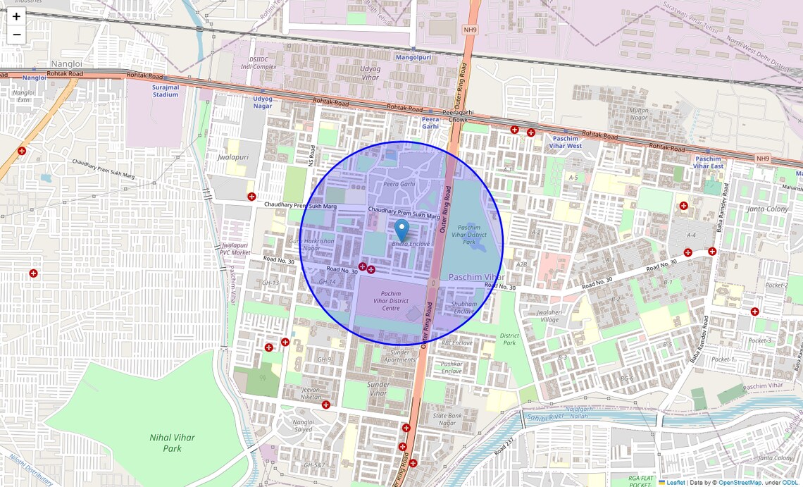 Location Map of Bhera Enclave, Delhi
