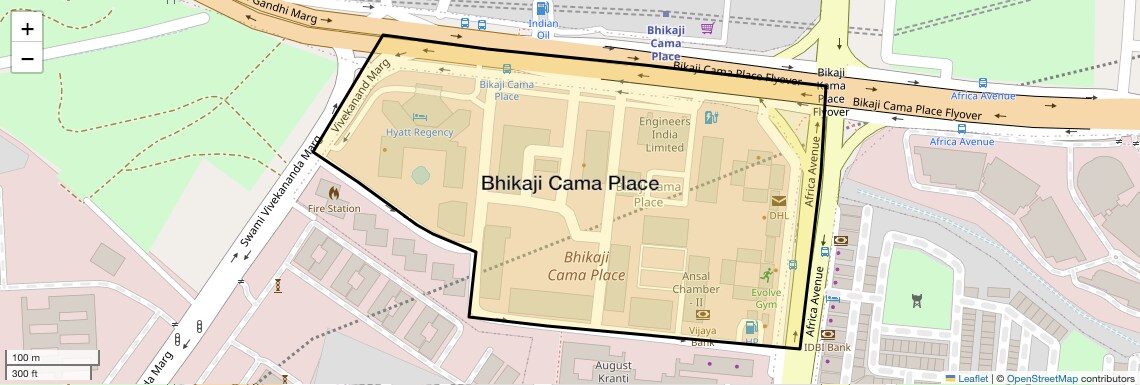 Location Map of Bhikaji Cama Place, Delhi