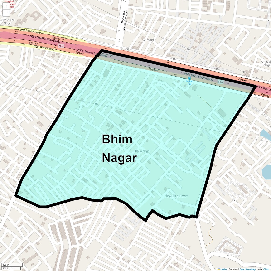 Location Map of Bhim Nagar, Ghaziabad