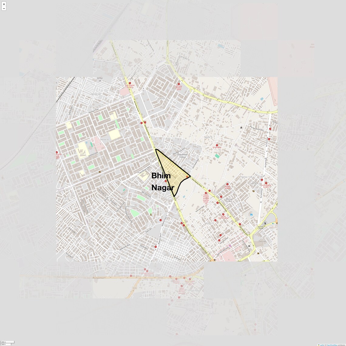 Location Map of Bhim Nagar, Gurgaon