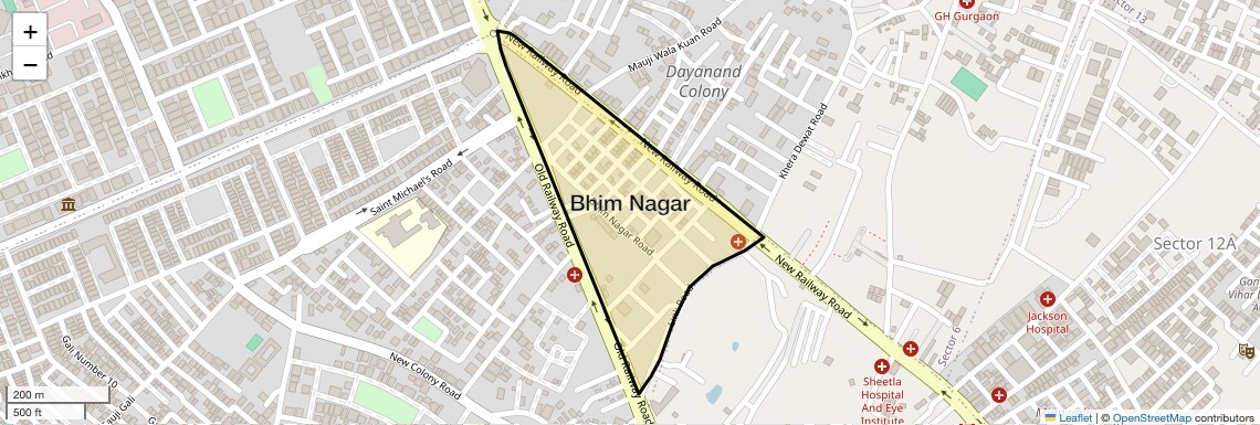 Location Map of Bhim Nagar, Gurgaon