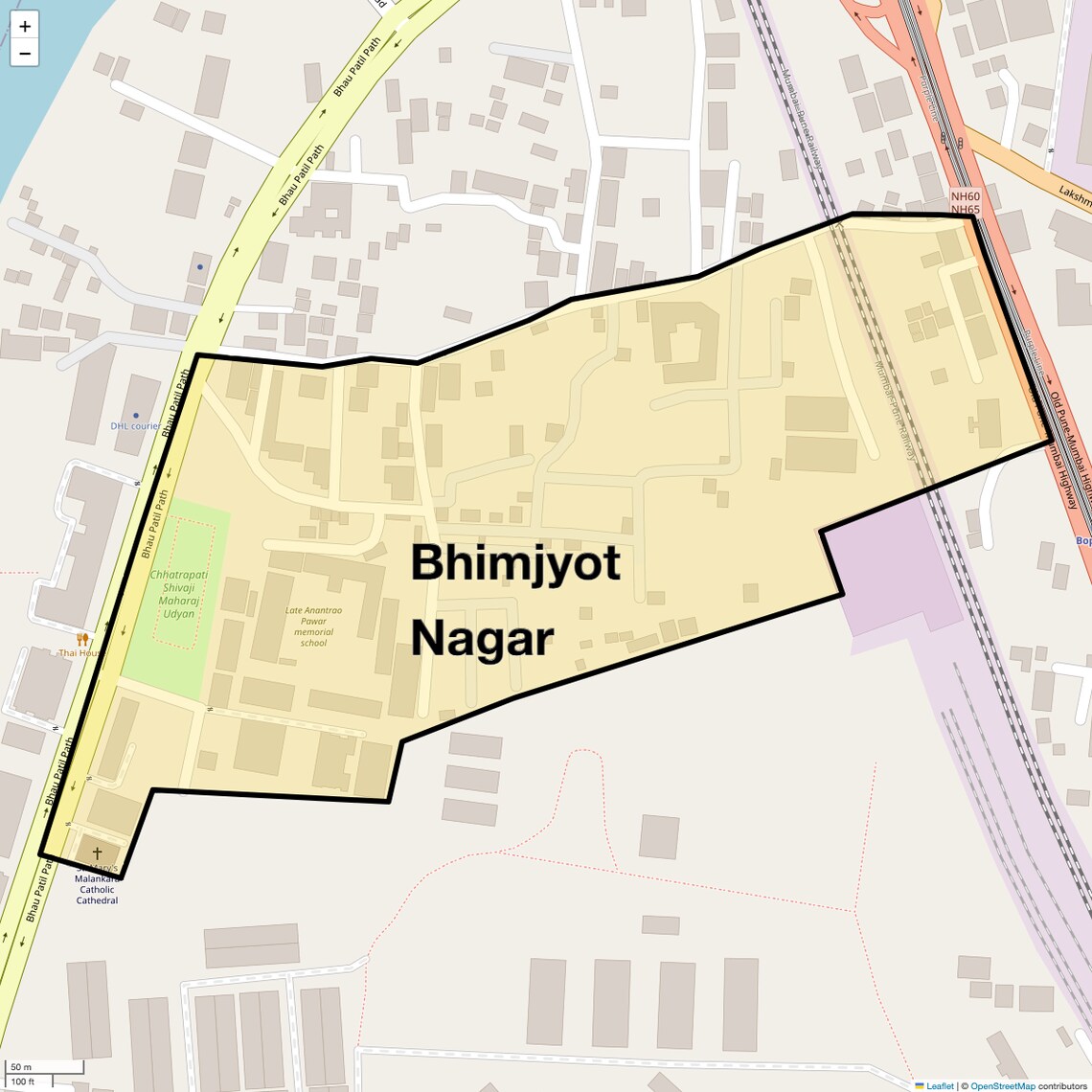 Location Map of Bhimjyot Nagar, Pune